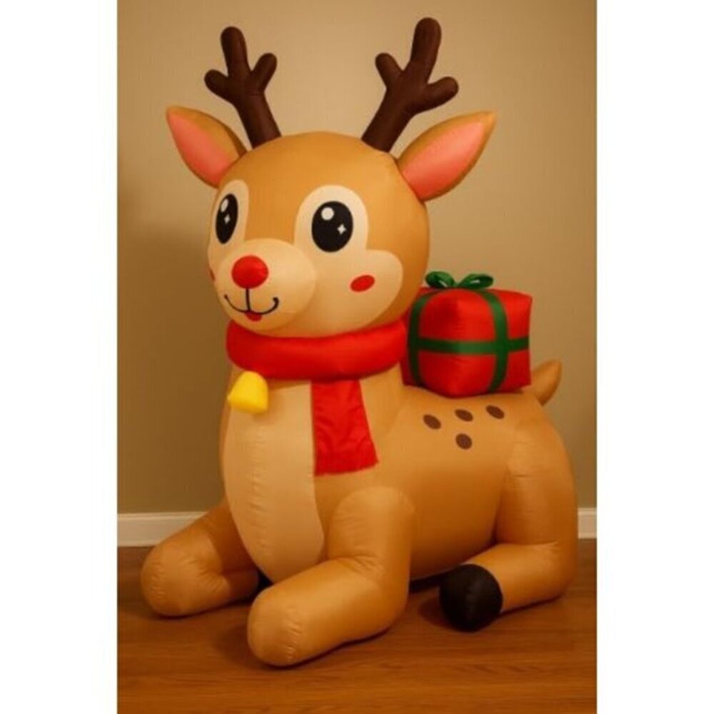 🆕6FT Christmas Inflatables Christmas Elk Blow up Yard Lawn Outdoor Decorations